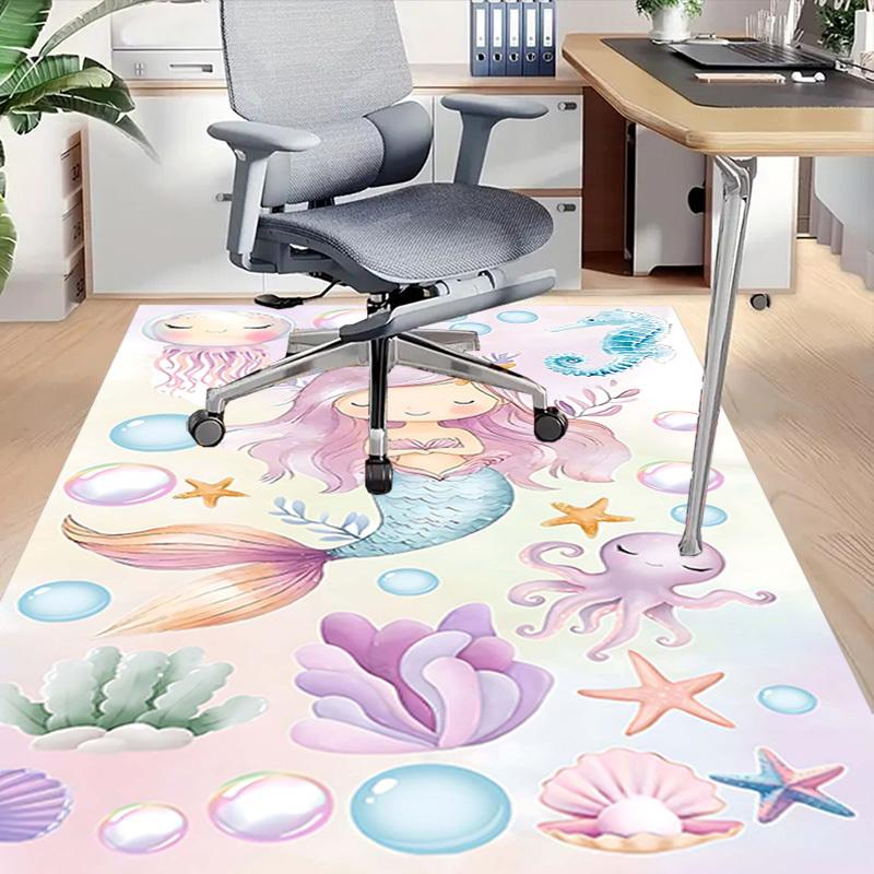 1PC Mermaid Octopus Non-Slip Floor carpet, Office, family, bedroom, Studio - Large Area Rug, Vibrant Colors, Longlasting Material-X415