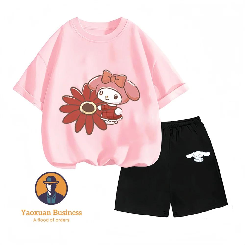 

Summer Hot Sale Sanrio My Melody Zipper Two-Piece Set Cartoon Print Fashion for Boys and Girls 100