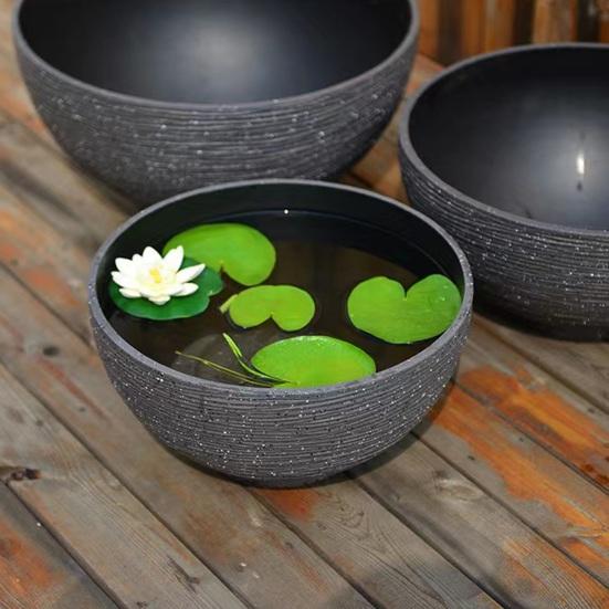 Plant Pot with Drainage, Resin Planter for Indoor Outdoor Plants, Medium Flower Pots for Patio, Balcony Garden Decor