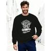 Felpa Casual da Uomo Girocollo 100% Cotone Stampata a Manica Lunga Pullover con Design Route 66