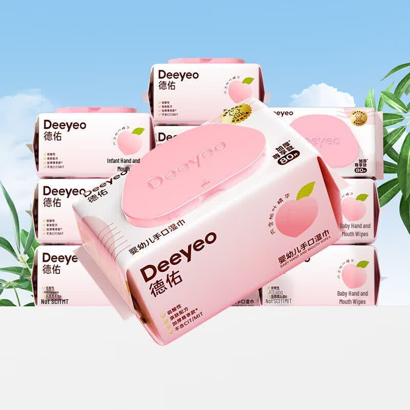 DeYou Peach Leaf Extra Thick Hand & Mouth Wipes