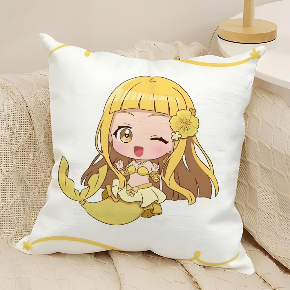 Comic Anime M-Mermaid Melody Pichi Pichi Pitch 5 Pillow Case Natural Linen Double-Sided Printing Sofa Home Decor Cushion Cover