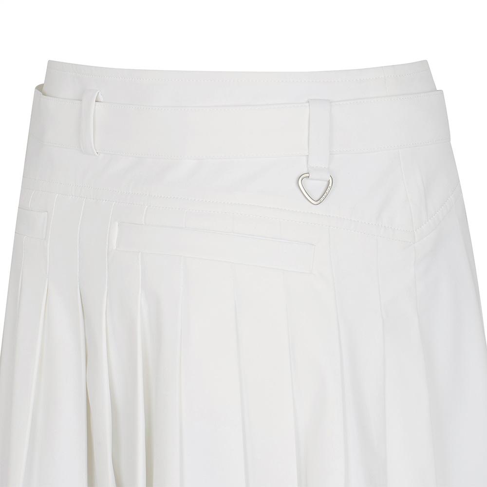 MALBON GOLF Variation Pleated Belted Skirt White (Woman)