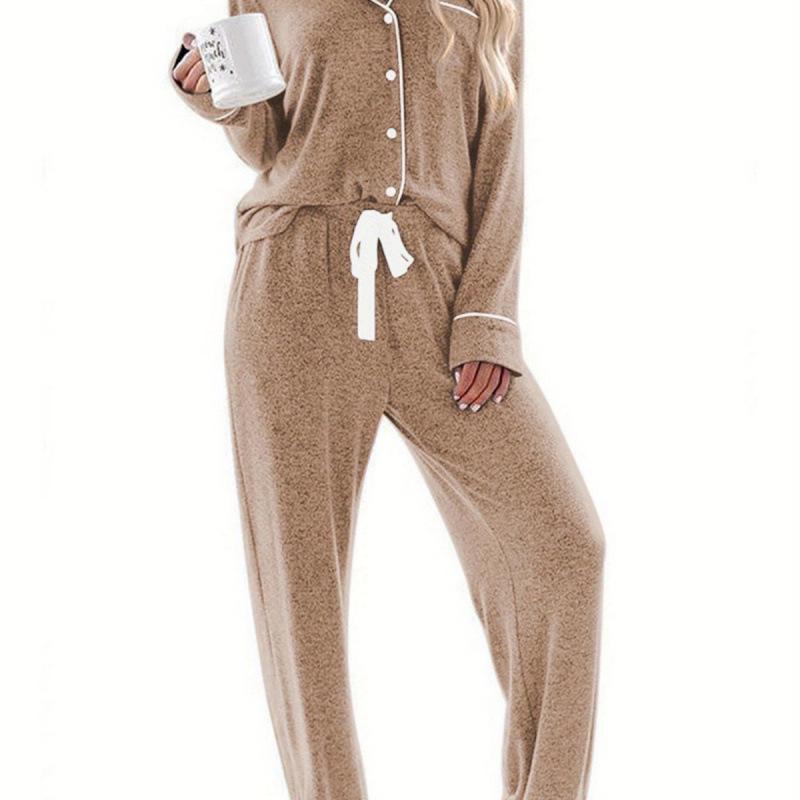 Women's Long-Sleeve Pajama Shirt - Casual Button-Down