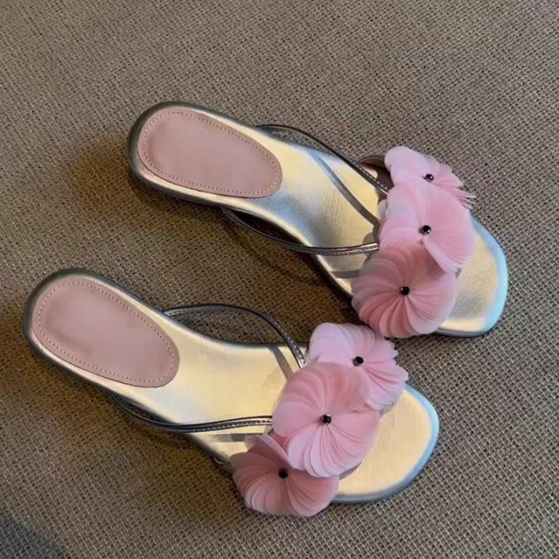 Flower Women Slippers Flats Beach Dress Shoes Summer Sandals 2025 New Casual Flip Flops Open Toe Sport Slides Mujer Sandalias