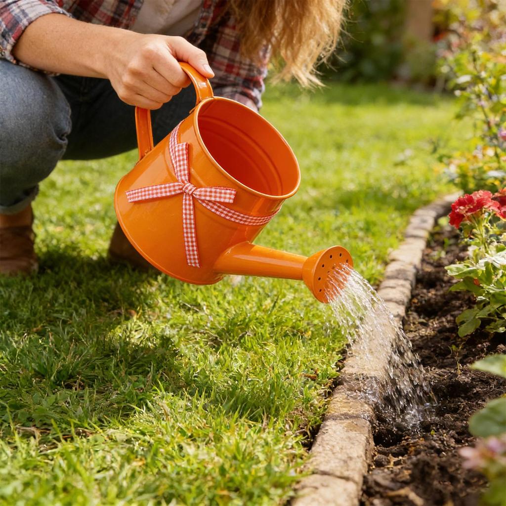 Regadera Pequeña 1L Maceta Metálica con Cabeza de Aspersor y Cinta de Cuadros Modernas Regaderas para Plantas para Hogar Oficina Balcón Jardín