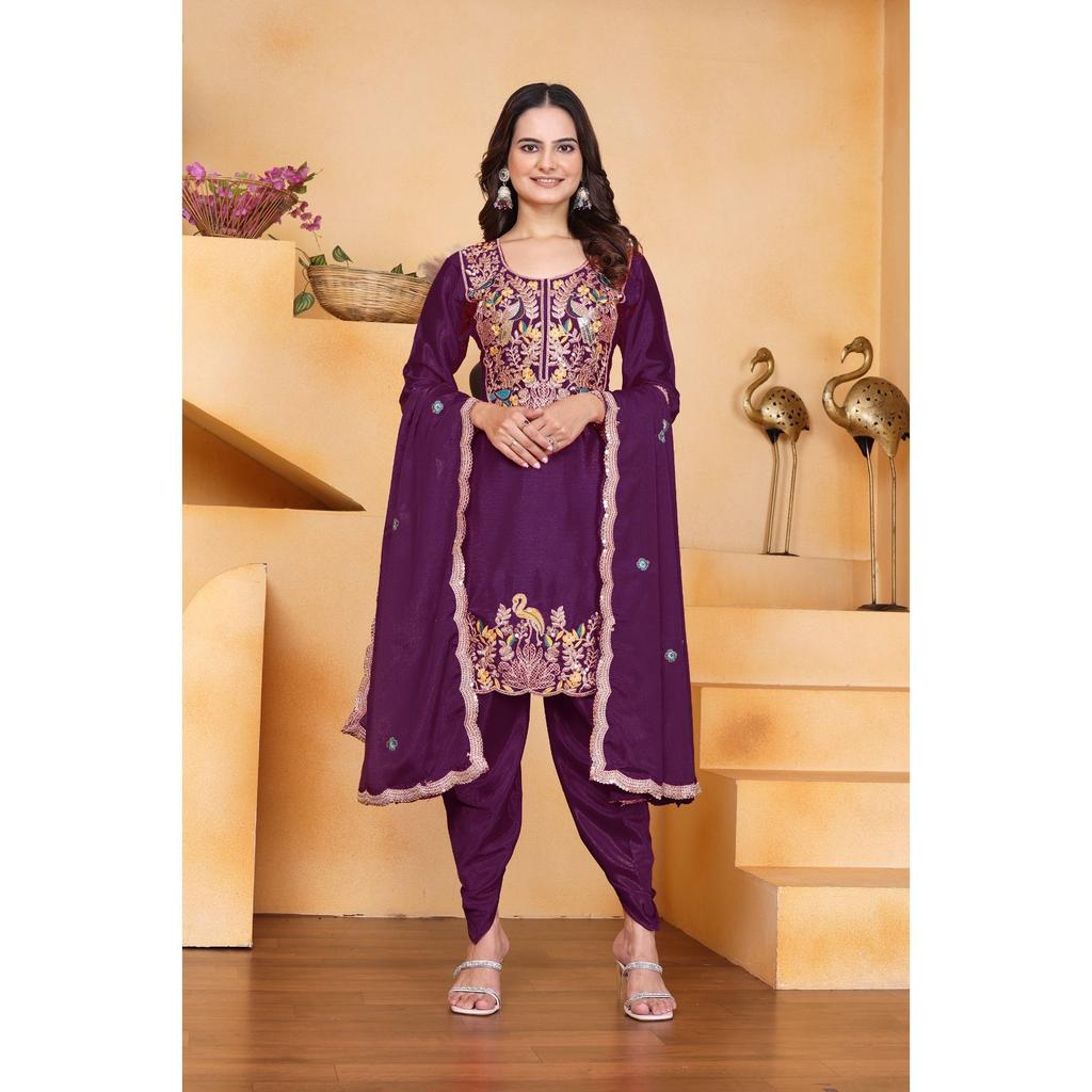 Presenting  New Designer Embroidered Dhoti Suit With Coding Sequence Embroidered Work