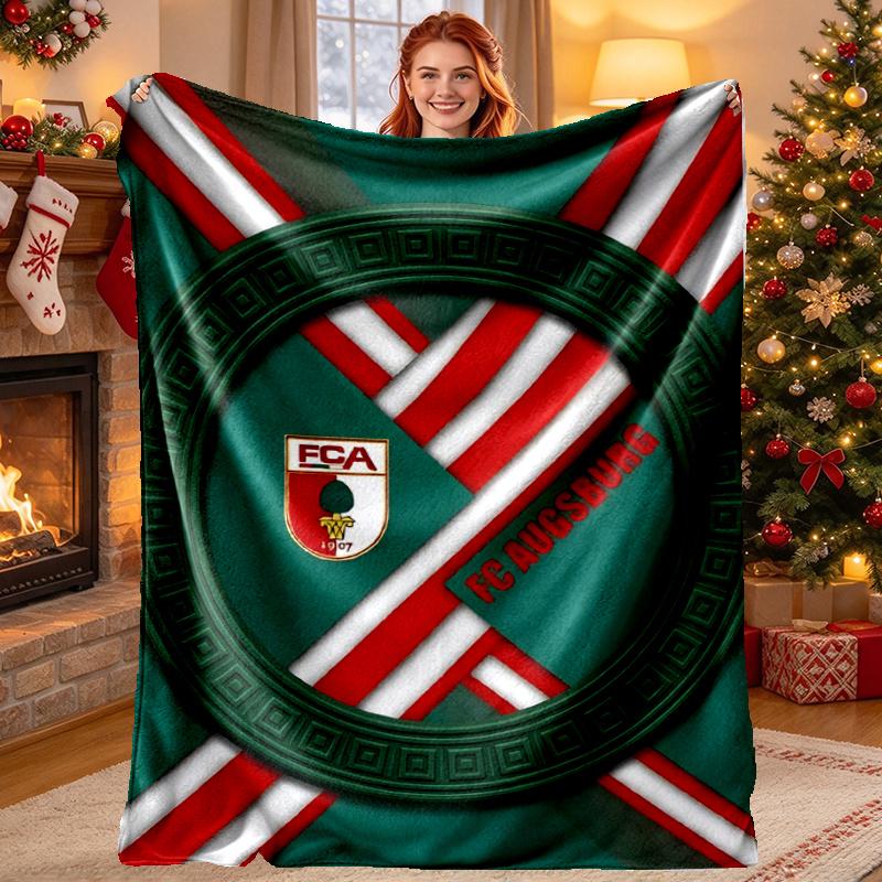 FC Augsburg Pattern Blanket for Home Decoration, Bed, Sofa, Car Travel, Camping, Suitable for All Seasons, Birthday Christmas Gift