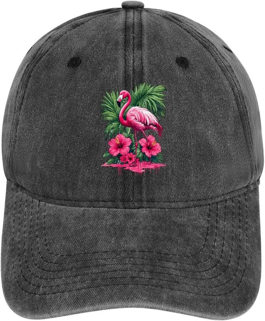 Flamingo Tropical Flowers Baseball Cap Polyester Adjustable Sun Protection Casual Outdoor Cap