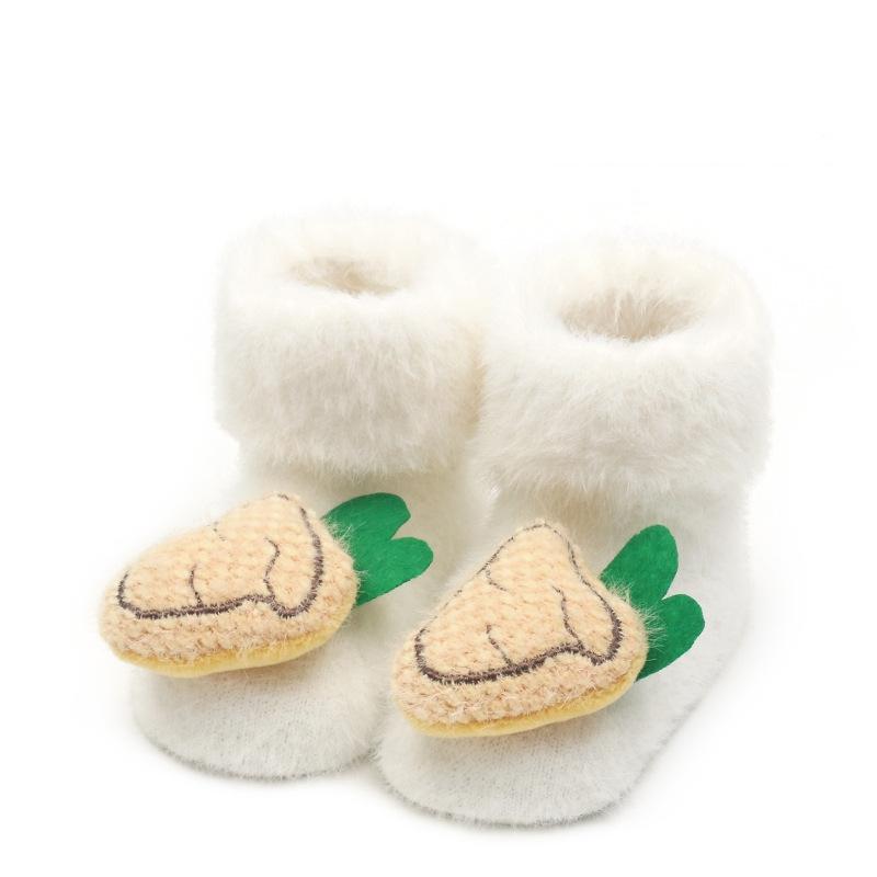 

Autumn Winter Baby Girls Soft Cotton Terry Floor Socks Newborn 3D Doll Cartoon Animal Bow Anti Slip Shoes for Infant Boy Clothes M белый