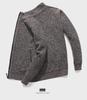 Men's Autumn/Winter Plus Velvet Zipper Knitted Cardigan Jacket with Stand Collar and Solid Color