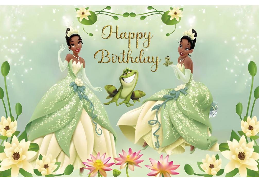 Princess Frog Tiana Birthday Backdrop Party Photo Background Banner Supplies