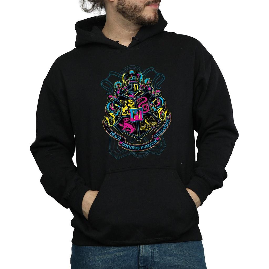 Harry Potter Mens Neon Hogwarts Crest Hoodie
