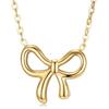 Wenjian Irregular Bow Pendant Necklace - Minimalist Non-fading Clavicle Chain for Women