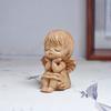Wooden Angel Figurine Cute Heart-Shaped Wooden Home Decor Indoor Outdoor Statue Ornament Ideal for Christmas Gift Multiple Sizes Available