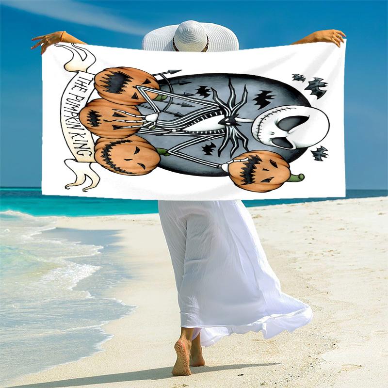 1pc Pumpkin Halloween Art Microfiber Beach Towels Quick Dry Towel Sand Beach Towels Pool for Travel Swim Pool. S7290134