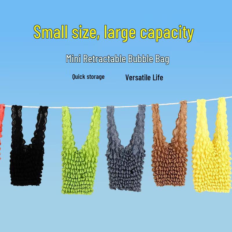 Magic Telescopic Pleated Shopping Bag - Elastic, Bubble Design, Pineapple Style Handbag