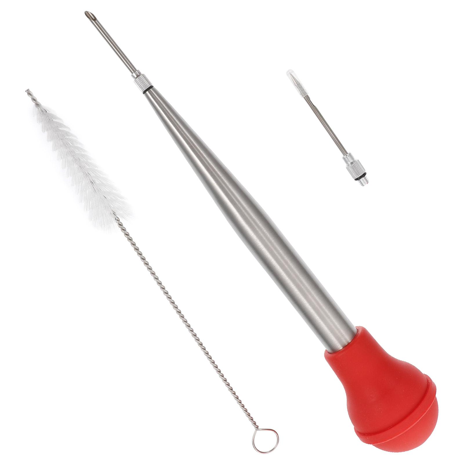 

1 Set Stainless Steel Silicone Meat Injector For Barbecue Turkey Marinade Injection Kitchen Seasoning Tool Bbq Spice Injecting