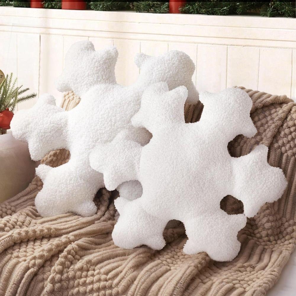 PP Cotton Christmas Snowflake Throw Pillow Soft Snowflake Pillows Living Room