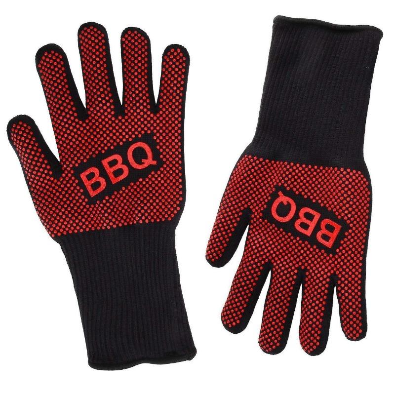 Hitzebeständige 500°C BBQ-Handschuhe - Aramidfaser Silikon, rutschfest, wärmeisolierend, flammhemmend, für Ofen & Küche geeignet