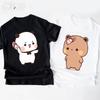 Panda Björn Bubu Kastar Flip-Flop Till Dudu T-shirt Män Kvinnor Rolig Par T-shirt Casual Bomull Mode Söt T-shirt Alla Hjärtans Dag