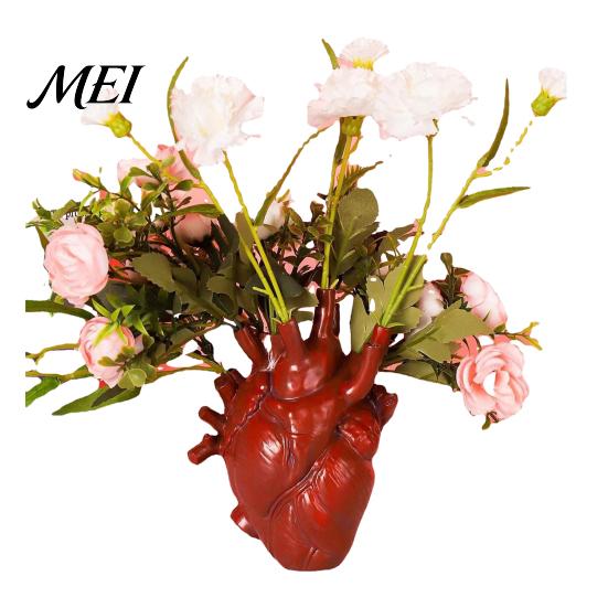 Decorative Resin Vase Heart Shaped Flower Vases, Vase, Creative Holder, Modern Art Durable Arranger Style for Home Wedding Valentine Gift Desktop