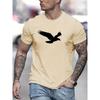 Men's Summer Loose Size 100% Cotton Eagle Pattern Printed Round Neck Short Sleeve Breathable Casual Fashion T-Shirt T-shirt Top