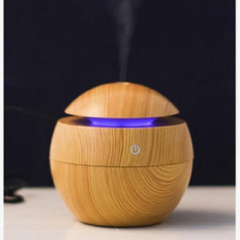 Tragbarer Mini-Desktop-Luftbefeuchterreiniger mit Holzmaserung, sphärisch, Aromatherapiegerät für Zuhause, große Kapazität