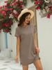 Women's Crew Neck Short Sleeve T Shirt Dress Solid Mini Dress with Pocket