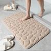 Embossed Cobblestone Rebound Fleece Bathroom Doormat - Water Absorbing Foot Pad