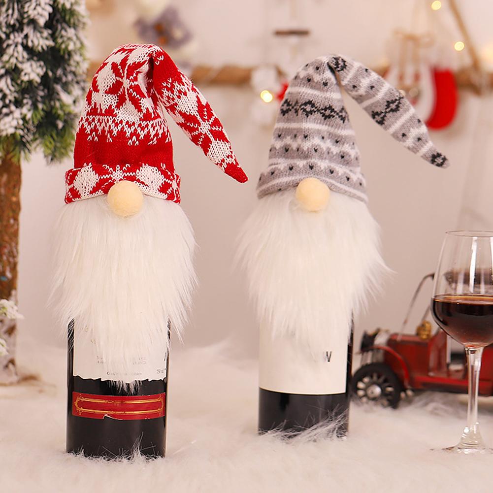 Xinlhanlh Christmas Santa Gnome Wine Champagne Bottle Cover Cap Party Dinner Holiday Decor
