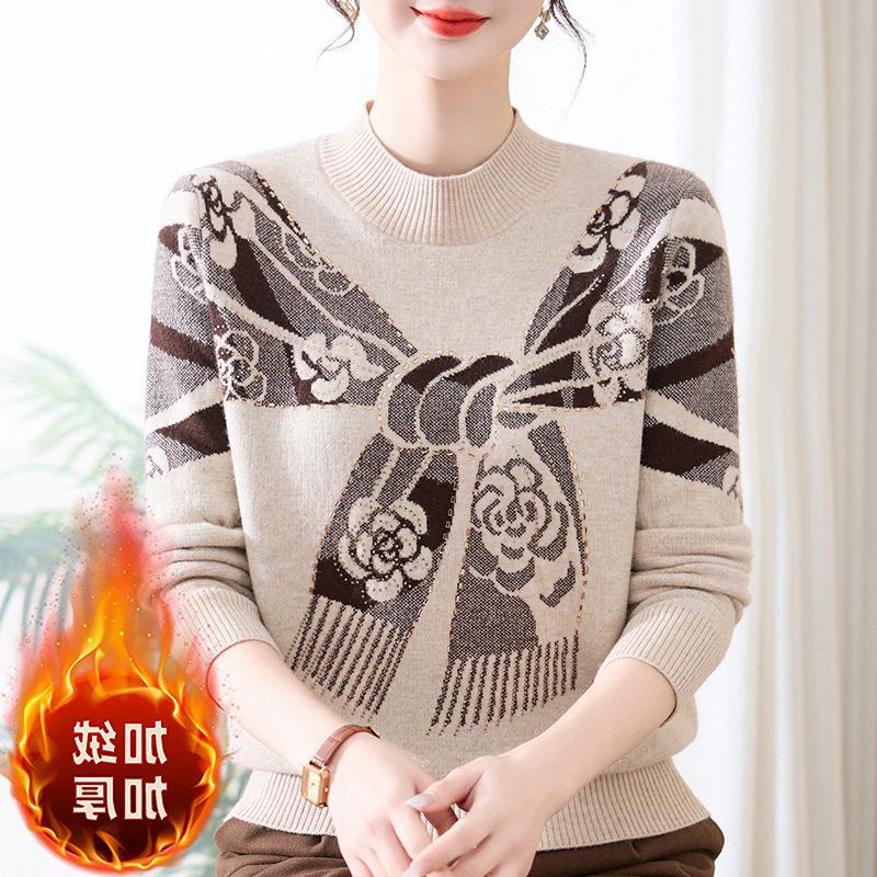 Stylish Winter Knitted Sweater for Middle-Aged Women