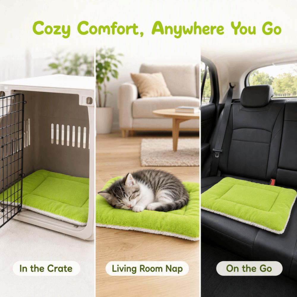 Cozy Soft Bed Mat Green Plush Pet Mat Cozy Pet Dog Bed Dogs