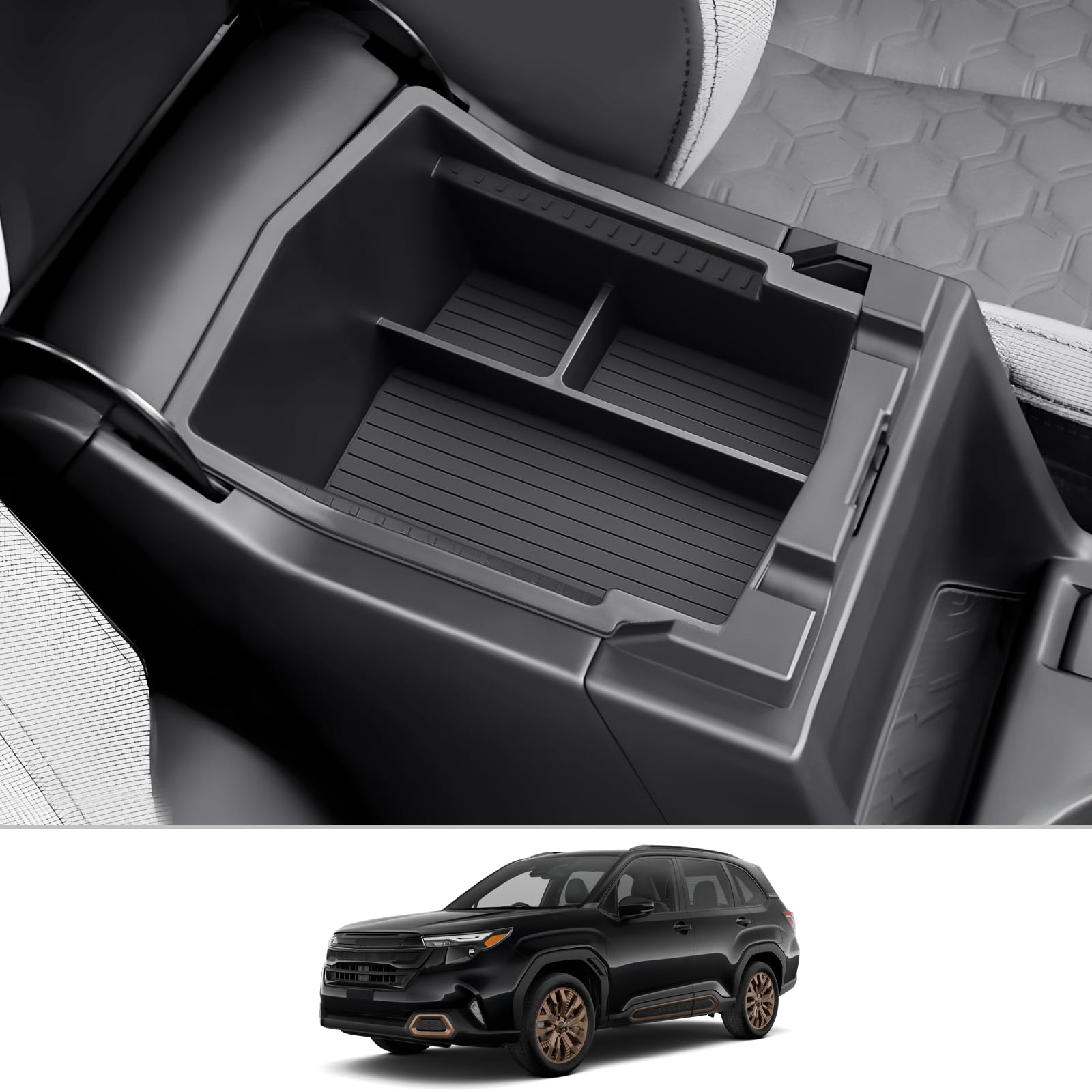 

CDEFG Console Box for the New Subaru Forester Compatible with ETC Center Console Storage ABS Mat Compatible with the Forester SL Organize Your Car