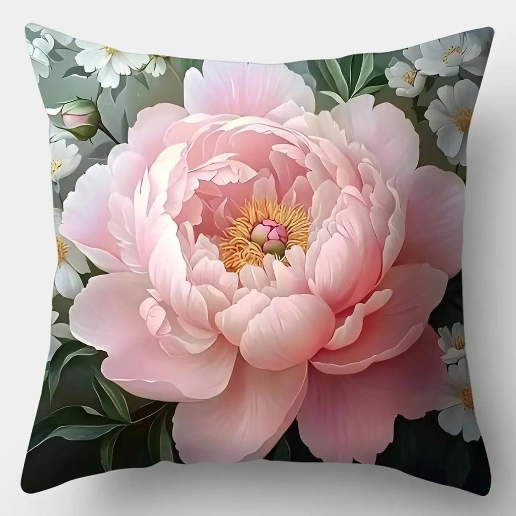 Soft Pastel Floral Pillow Covers, Tulip Lily Peony Decorative Throw Pillow Cases, Elegant Spring Home Decor Cushion Covers 4Pcs