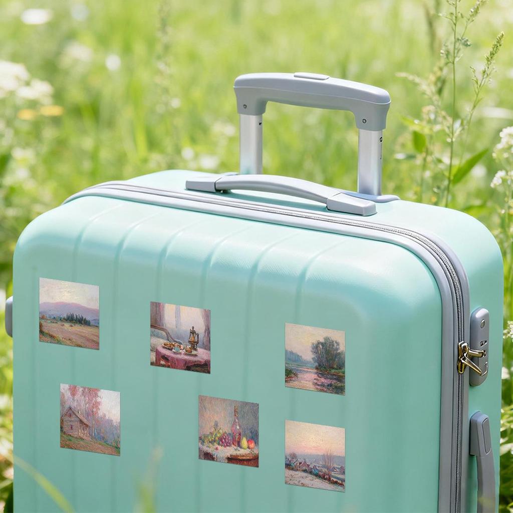 63 European Pink Monet-Style Waterproof Graffiti Stickers for Suitcases, Water Bottles, and DIY Journals