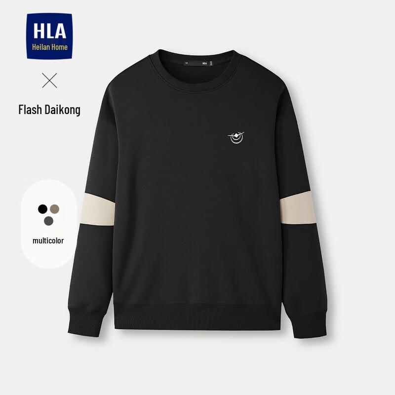 HLA Men s Spring 2025 Embroidered Color Block Round Neck Sweatshirt 2XL