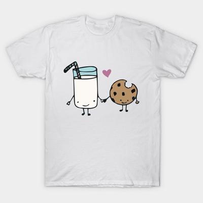 T-Shirt Damen Niedliches Milch-und-Keks-Shirt für Keks-Liebhaber Harajuku-Druck Kawaii T-Shirt Sommer Kurzarm Damen-T-Shirt Top