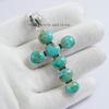 Arizona Turquoise Cross Pendant, 925 Sterling Silver, Handmade Gemstone Jewelry