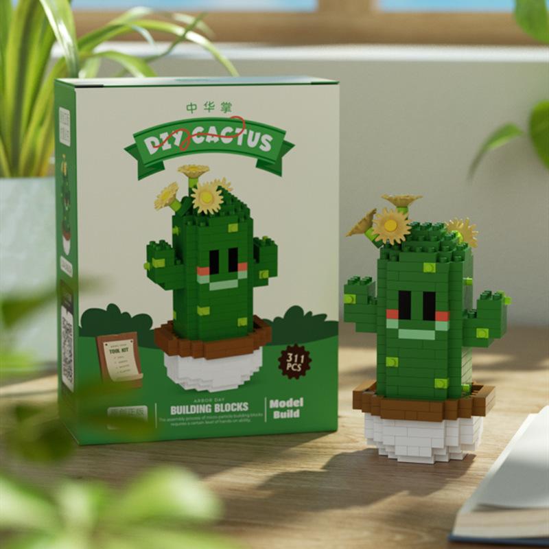 

Новые креативные забавные персонажи мультфильмов Микро алмазные строительные блоки кактус нано кирпич горшечные растения строительные обучающие игрушки подарок BOX