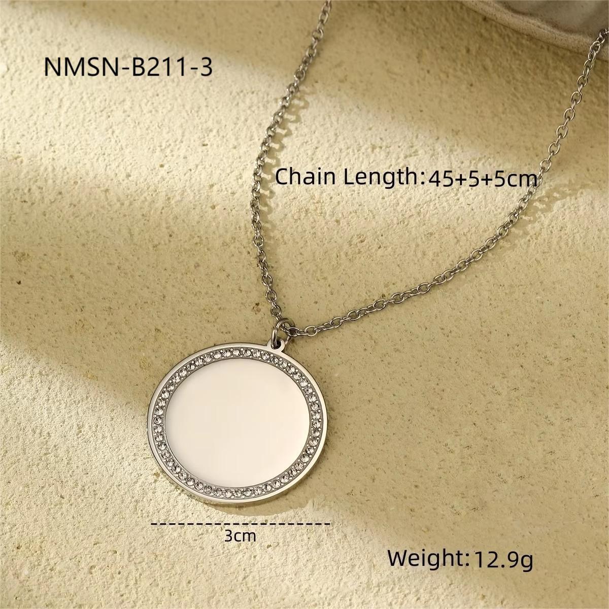 GEMCHIC Women s Stainless Steel Crystal Paved Engravable Geometric Pendant Necklace 18K