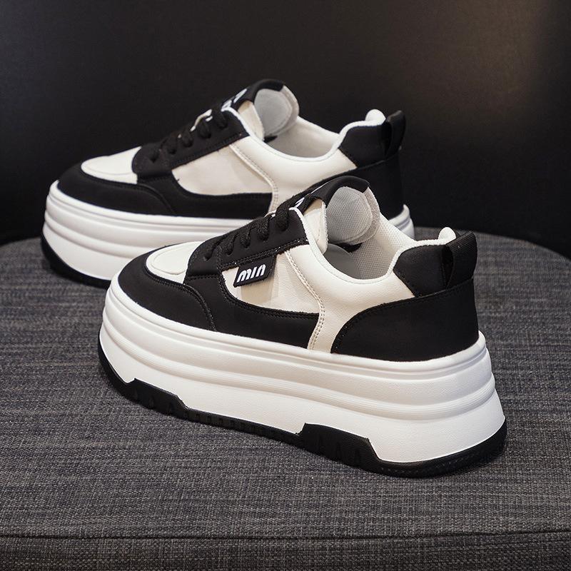 Leather Mesh White Shoes Women's 2025 Summer New Versatile Lightweight Inner Height Increase Women's Shoes Breathable Casual Shoes Board Shoes