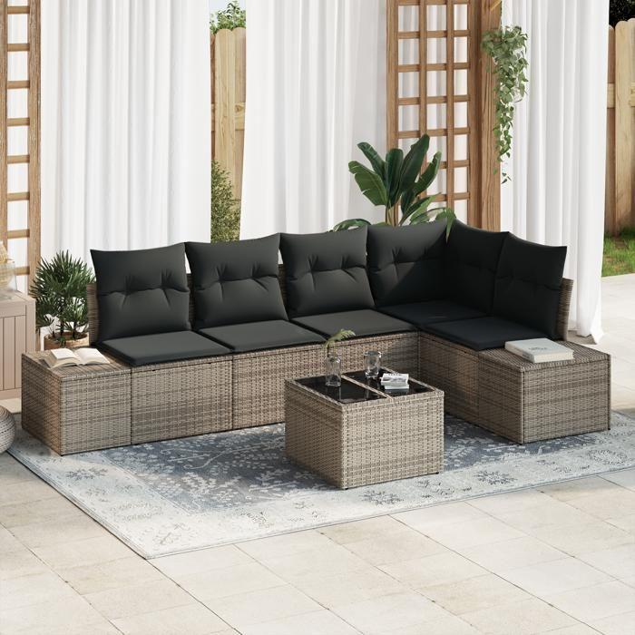VidaXL Ensemble de Canapés de Jardin 5 Pièces avec Coussins en Rotin Synthétique Noir 3347069
