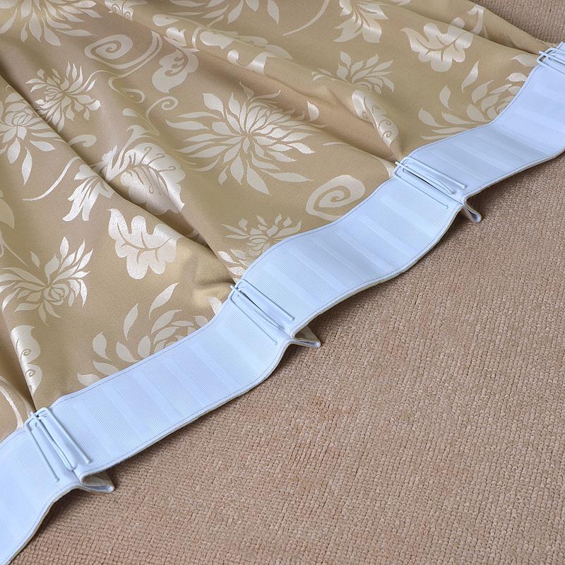 European Style Gold Floral Polyester Curtains for Living/Bedroom, 1.7x2.2m, Various Sizes, Rod Pocket or Hook