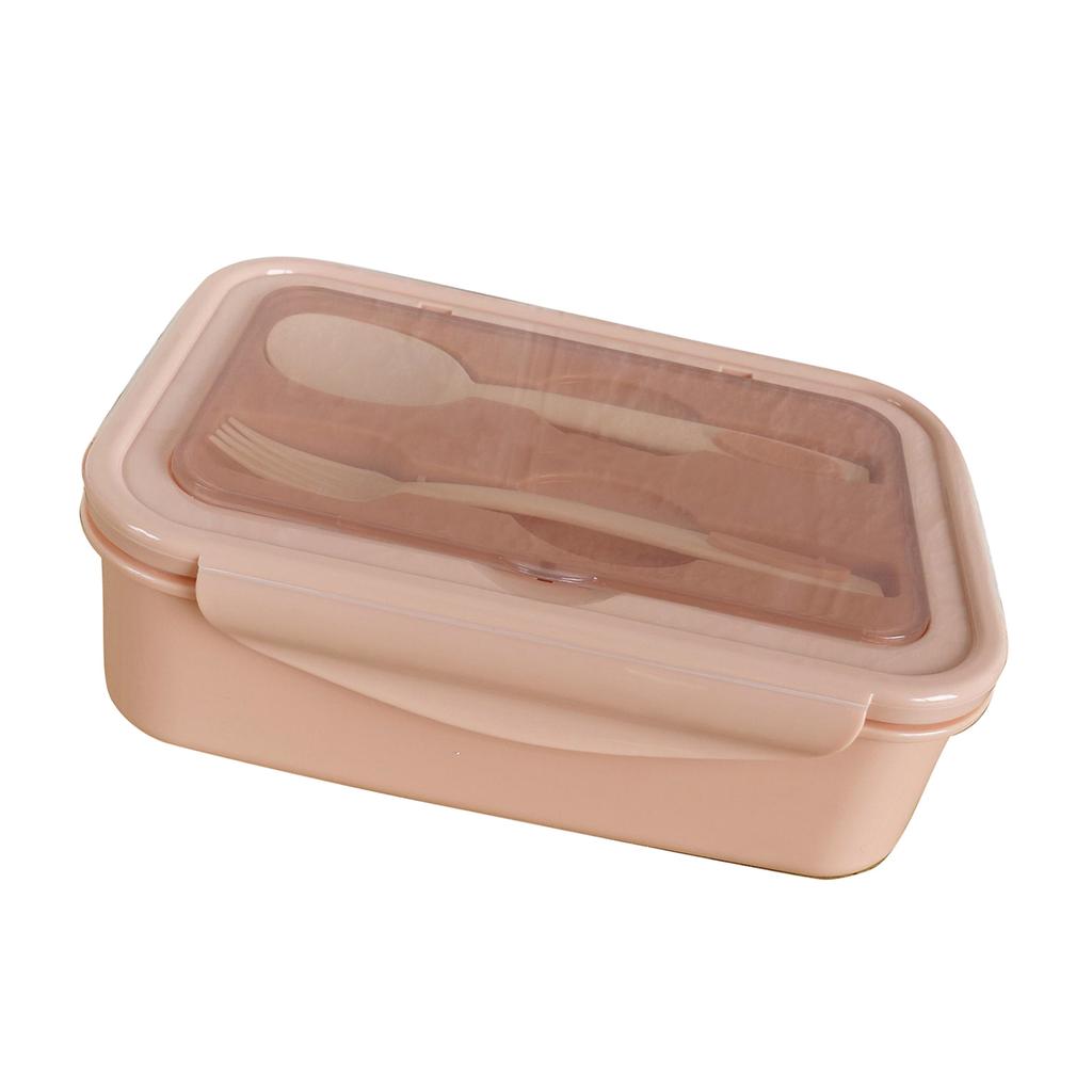 1400ML Plastic Lunch Box With Fork and Spoon 3 Compartment Single-layer proof Reusable Crisper Portable Sealed Box for Adults Kids Home Scho