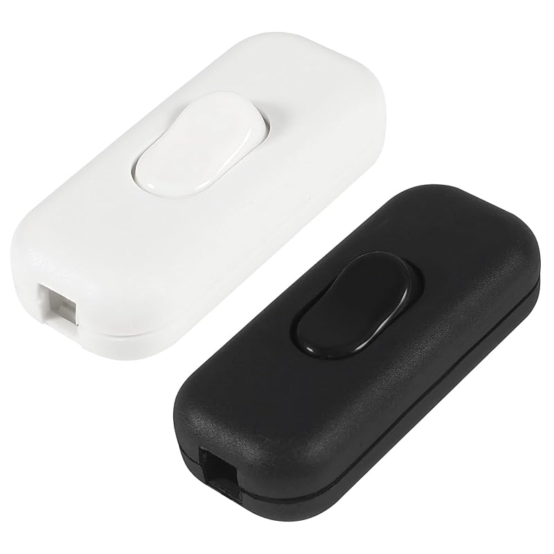 2pcs Inline Cord Switch, AC 250V 6A On-Off Lamp Control Appliance Switch for Bedroom Table Lamp Desk LED Lights(White)