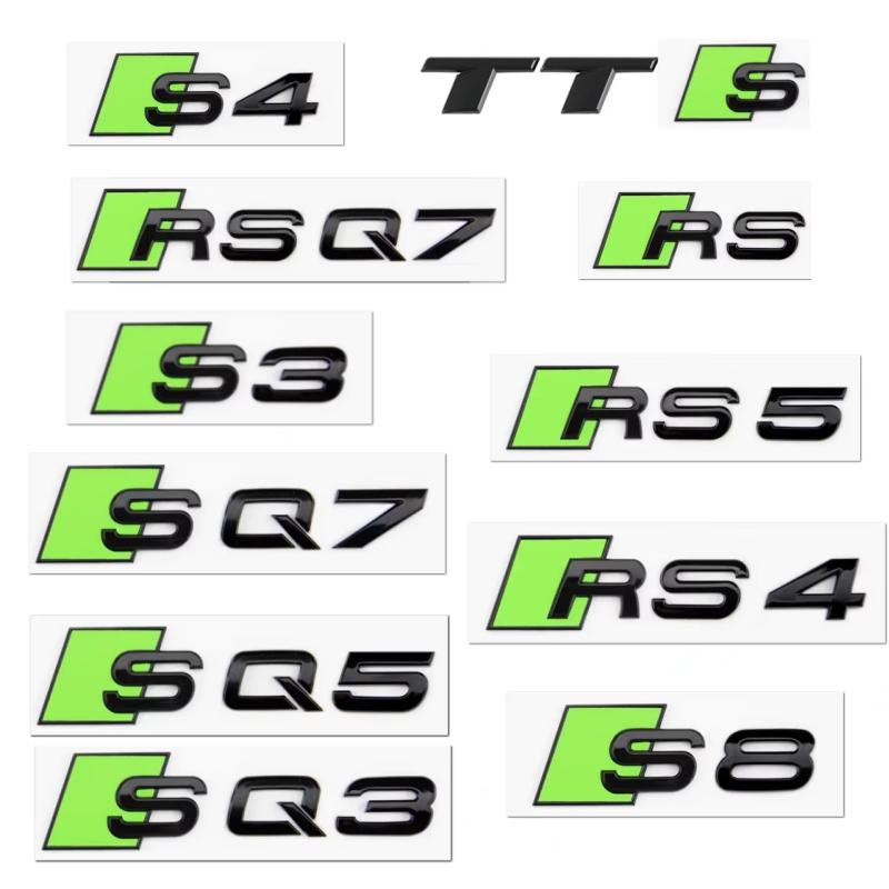 New ABS badge modified sticker TTS TTRS green badge A SQ3 SQ7 S3 S4 S5 S6 S7 S8 RS3 RS5 RS7 trunk letter.Exterior parts