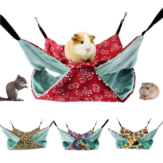 Pet Hamster Squirrel Double Layer Hammock Nest Hanging House Warm Sleeping Bed