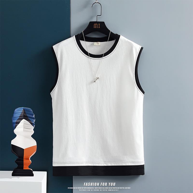 

Men s Vest Cotton Pure Cotton Sleeveless T-shirt Outerwear Camisole Base Loose Casual Sweatshirt Men Sports Sweatshirt M білий