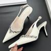 Fashion Rhinestone Buckle Strap Women Pumps Sexy Pointed Toe Patent Leather High Heels Fashion Slingbacks Heels Sandals Party Prom Shoes